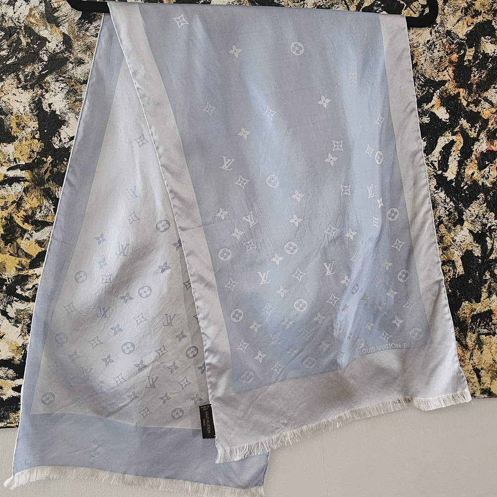 Louis Vuitton Light Blue Monogram Scarf